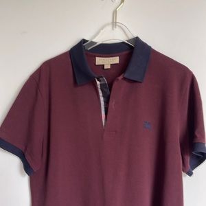 SOLD Burberry Burgundy with Navy trim Men’s Polo Shirt